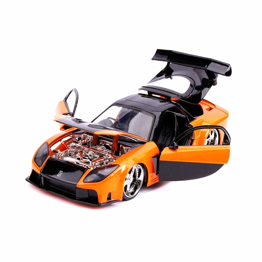 Mazda RX-7 with Han's figure Metallic Orange Fast&Furious 1997 1:24