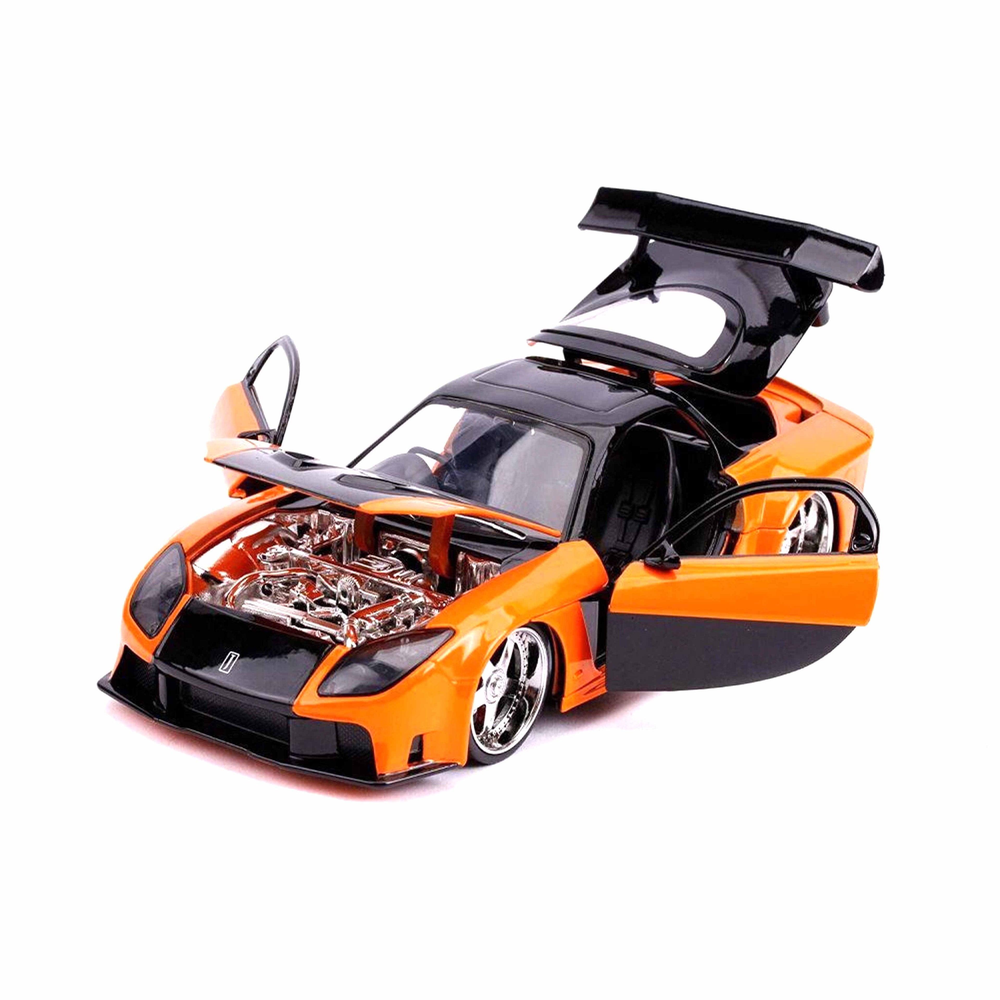 Mazda RX-7 with Han's figure Metallic Orange Fast&Furious 1997 1:24
