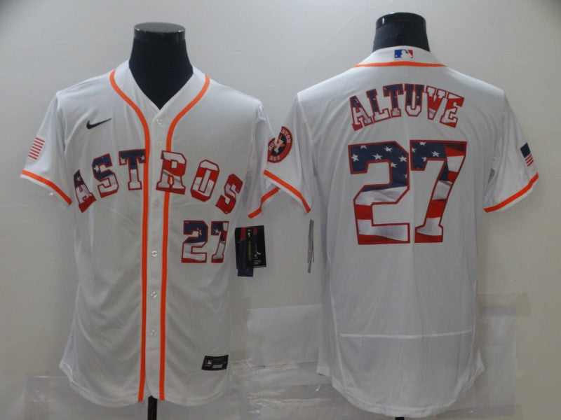 Men's Houston Astros Jose Altuve #27 White Authentic Game Jersey1