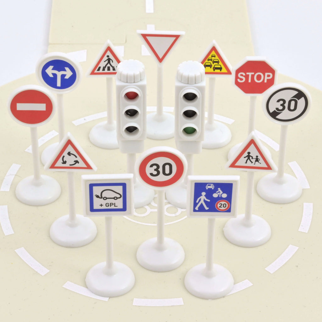 Panneaux de signalisation et feux tricolores pour voitures miniatures