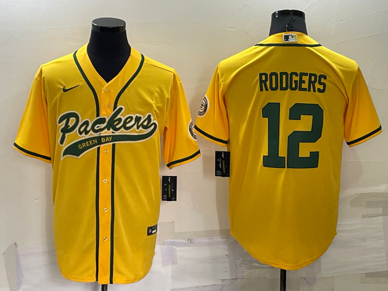 Men's Green Bay Packers Aaron Rodgers #12 Gold Inverted Team Game Jersey1 Joint Edition