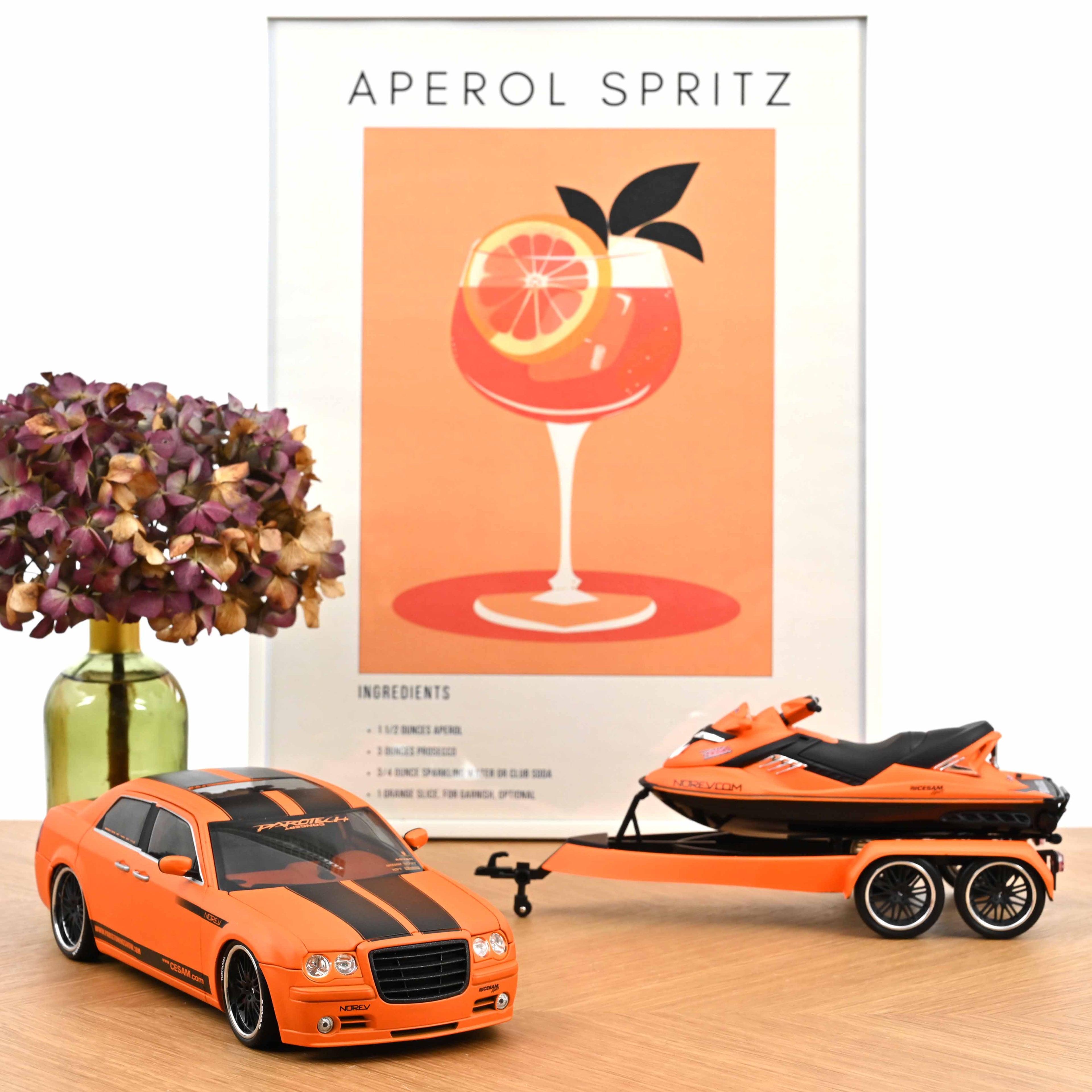Chrysler 300C Norev by Parotech+Jet Ski Parotech Orange/Black 1:18