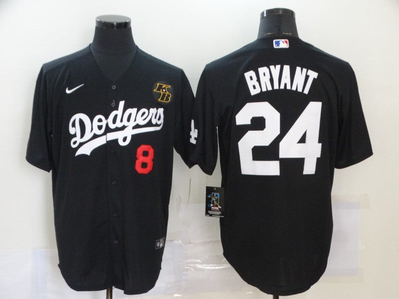 Men's Los Angeles Dodgers Kobe Bryant #8-24 Black Replica Baseball Jersey1
