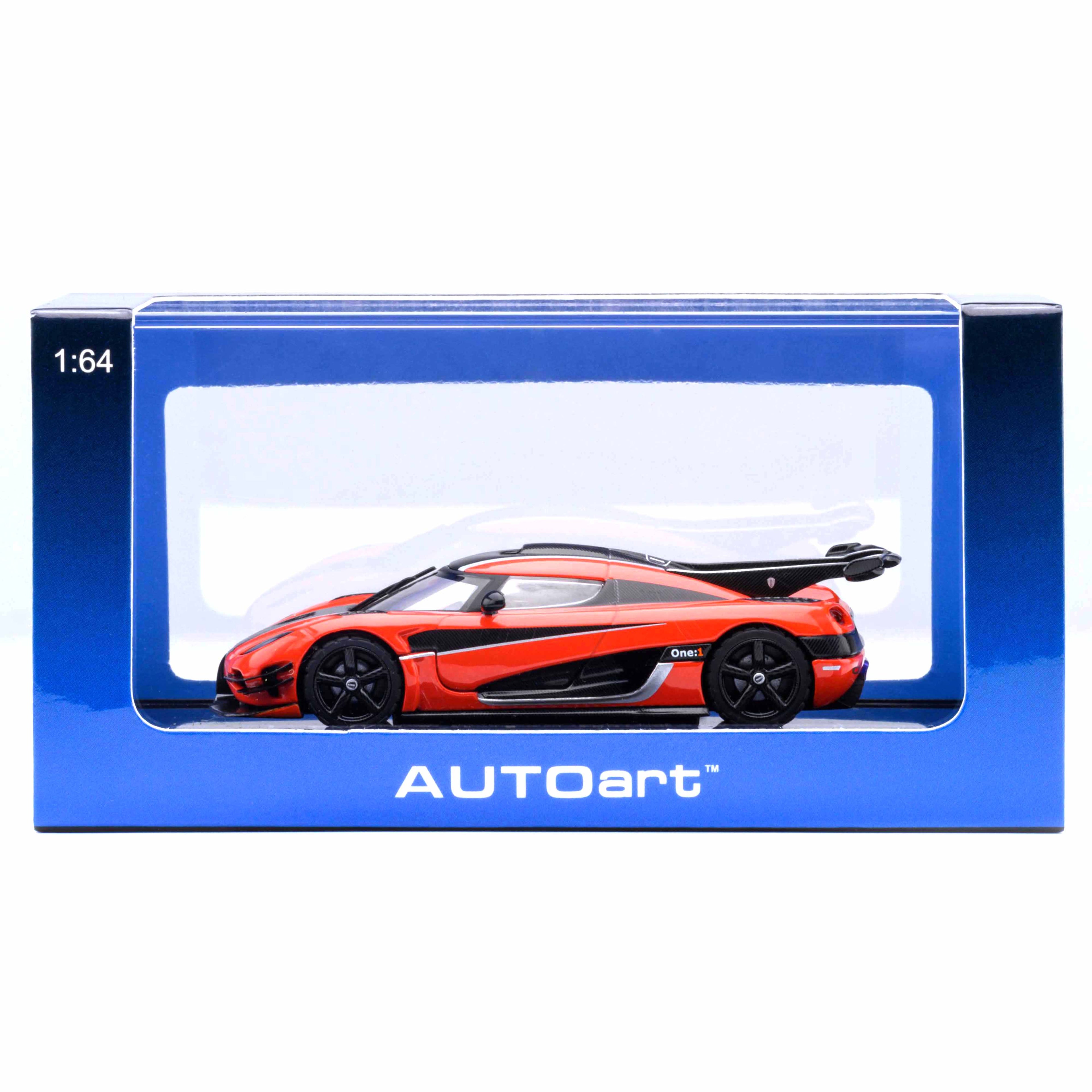 Koenigsegg One : 1 Lava orange/Carbon fiber/Silver stripes  1:64