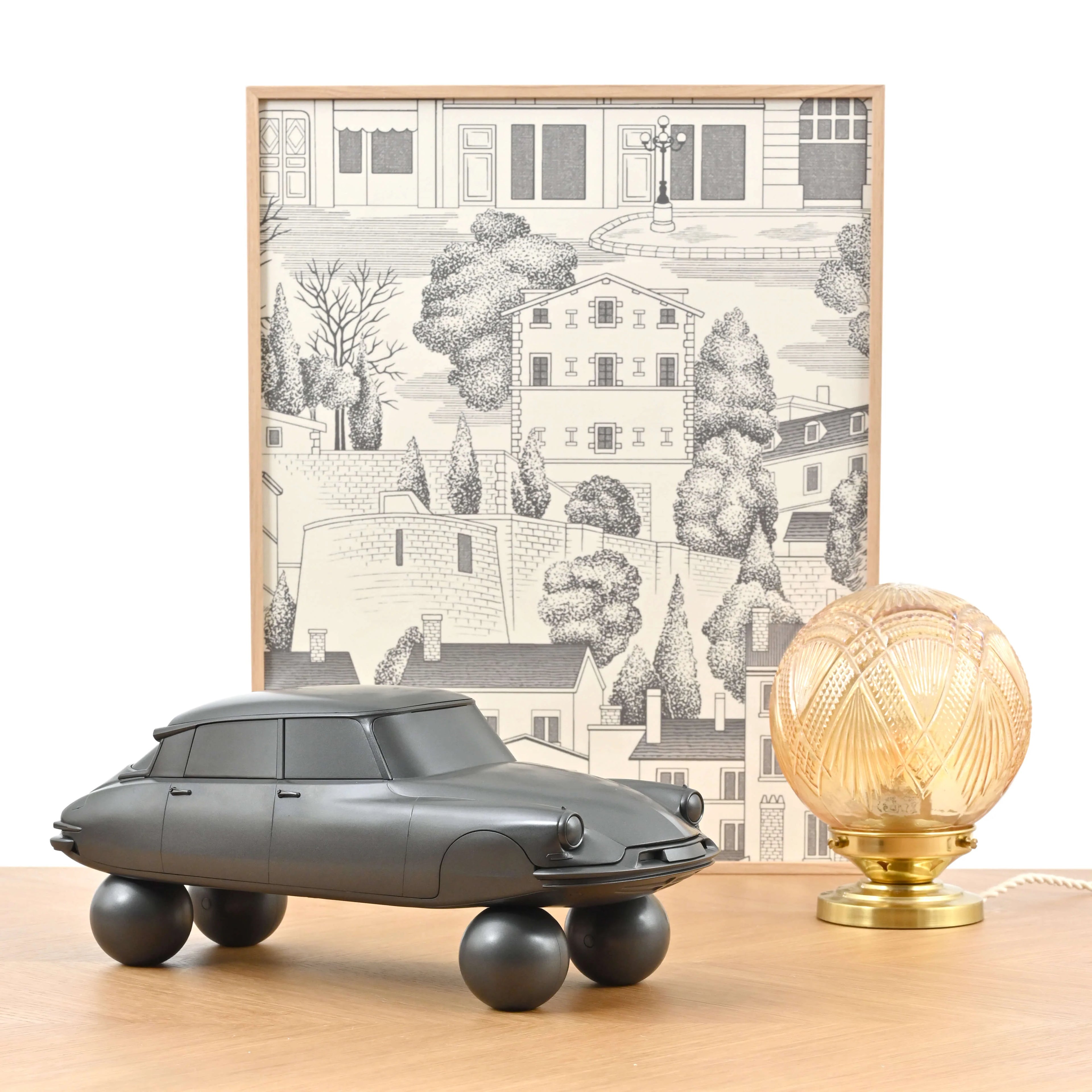 Citroën DS 19 on balls 1959 Sculpture Full Matt Grey 1:12 - 100pcs