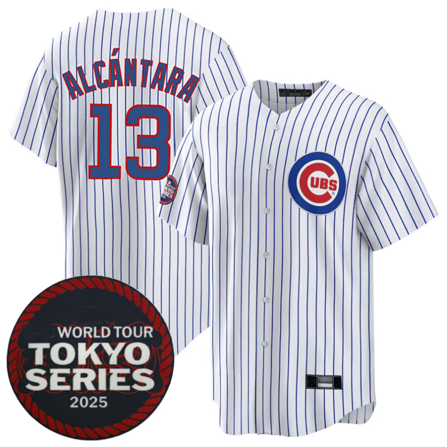 C.Cubs #13 Kevin Alc����ntara Player White 2025 World Tour Tokyo Series Home Stitched Baseball Jerseys
