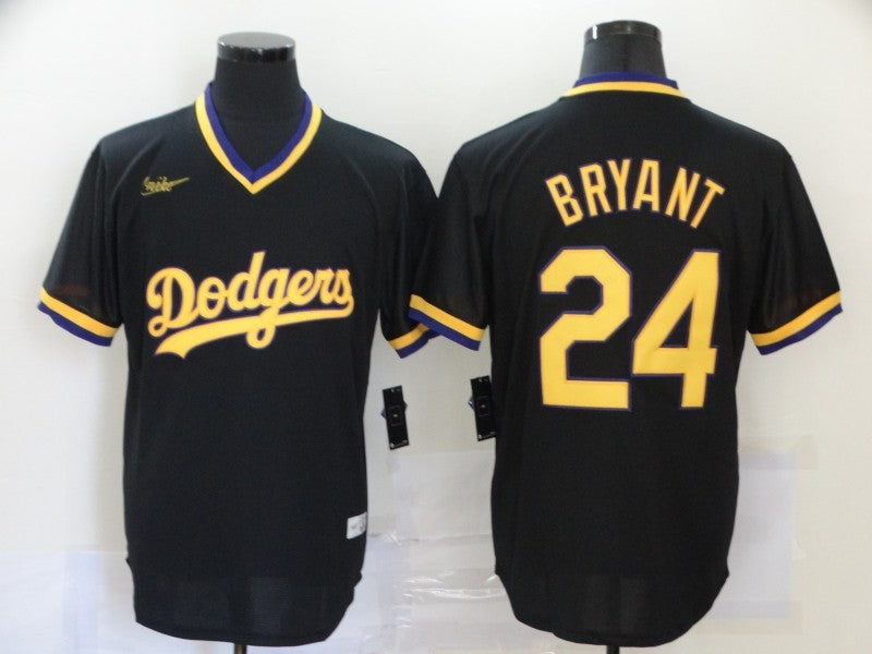 Men's Los Angeles Dodgers Kobe Bryant Black Replica Baseball Jersey1