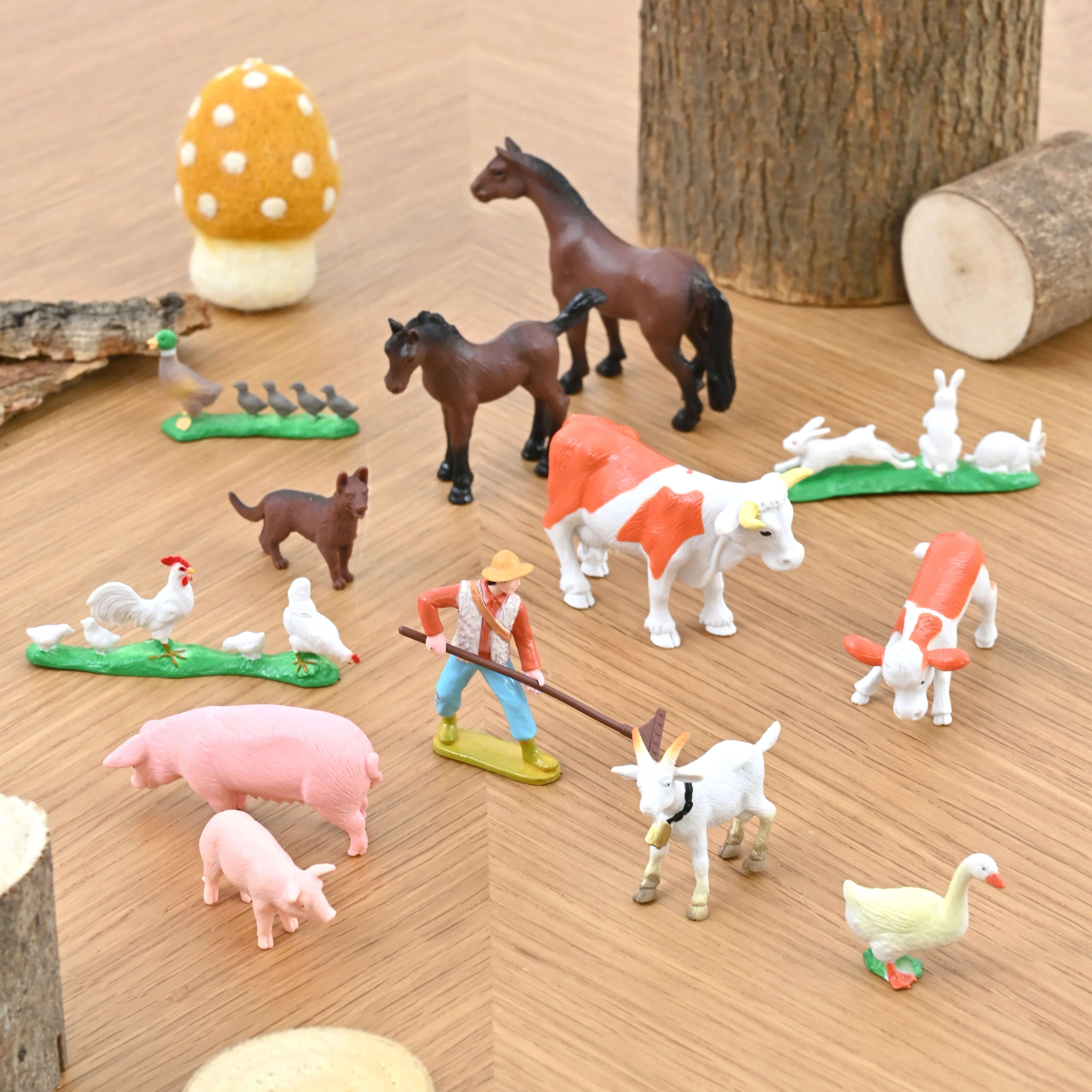 Farm Animals and Farmer Figurines