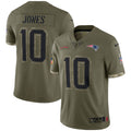 Mac Jones New England Patriots Nike Salute To Service Limited Jersey - Olive