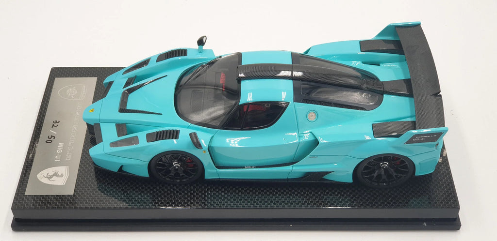 Clearance Ferrari Enzo Gemballa MIG-U1 Tiffany Blue, Carbon Base - Limited 50 pcs by Gemballa 1/18