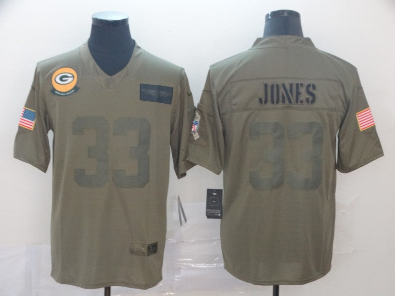 Men's Green Bay Packers Aaron Jones #33 Brown Game Jersey1