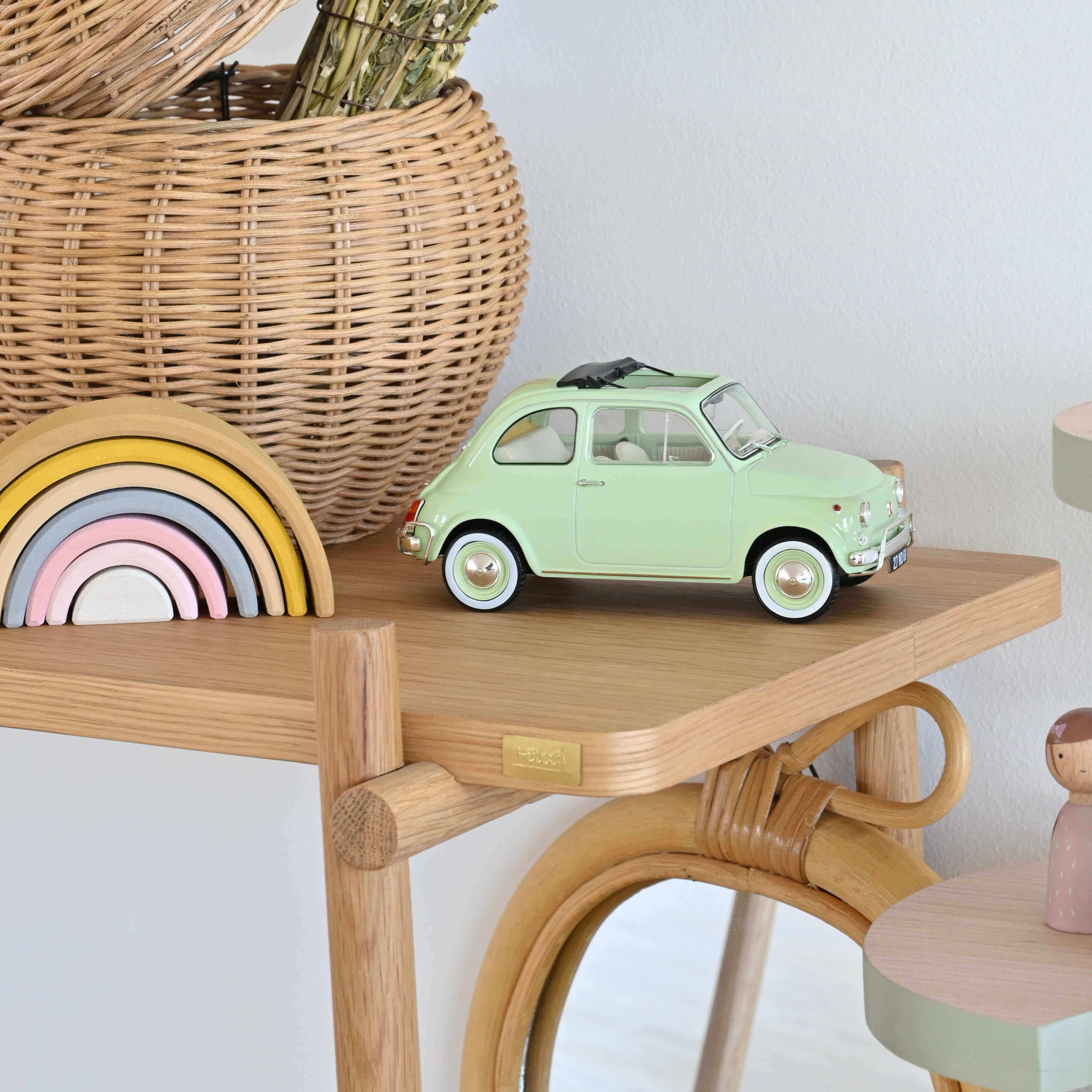 Fiat 500 L 1968 Light green Special birth pack 1:18