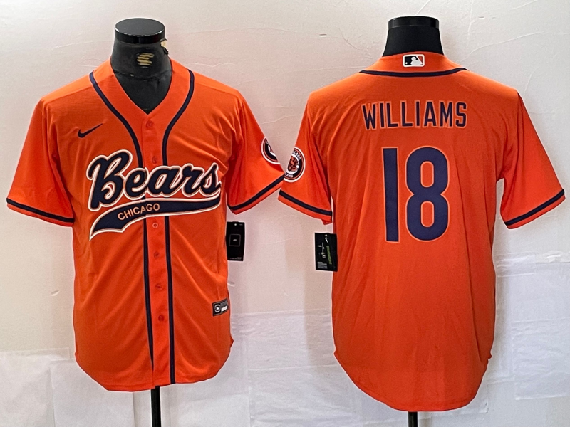 Men's Chicago Bears Caleb Williams #18 Orange Game Jersey1