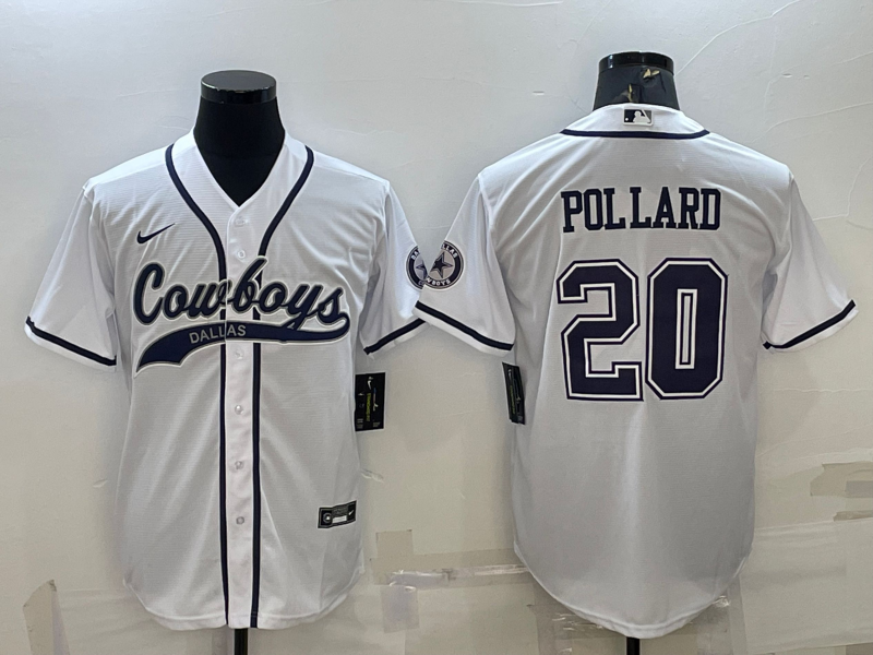 Men's Dallas Cowboys Tony Pollard #20 White Game Jersey1 Joint Edition