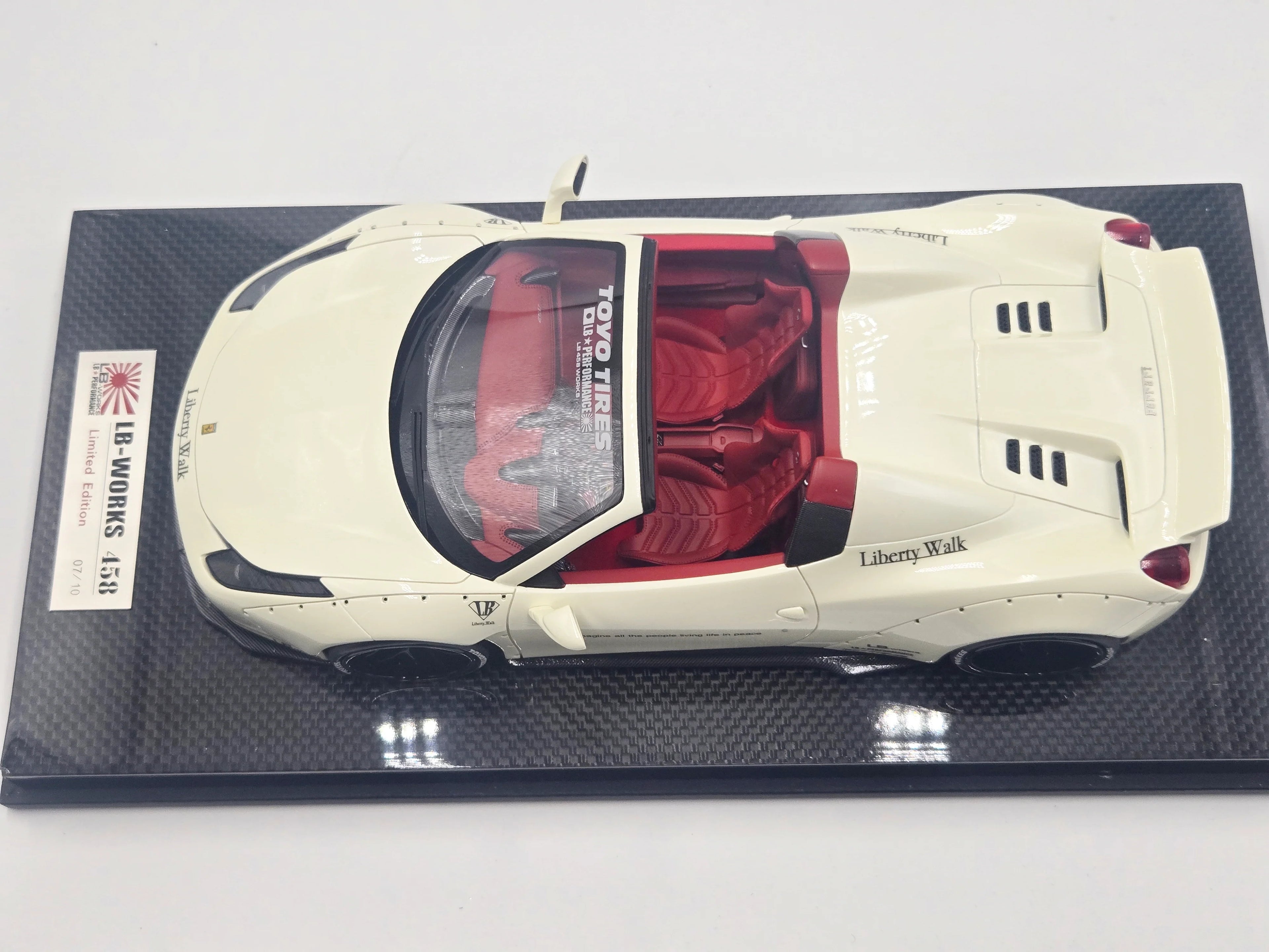 Ferrari 458 Spider Liberty Walk Performance, White on Carbon Base - Ltd 10 pcs by LB Work