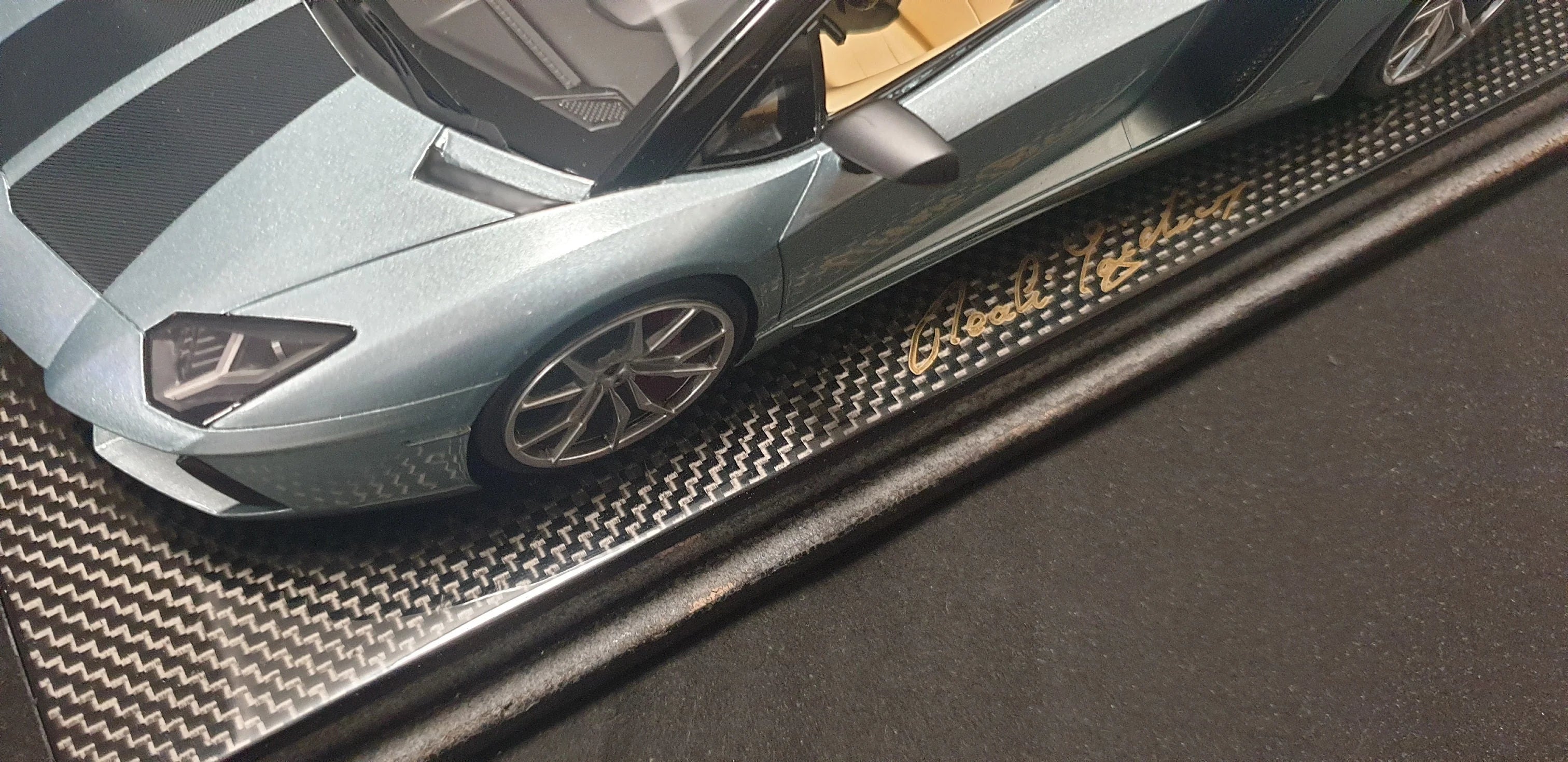 MR Lamborghini Aventador LP700-4 Roadster Light Blue Carbon Base - One Off Limited 1 pcs