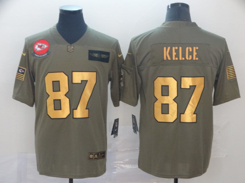 Men's Kansas City Chiefs Travis Kelce #87 Brown Player Game Jersey1