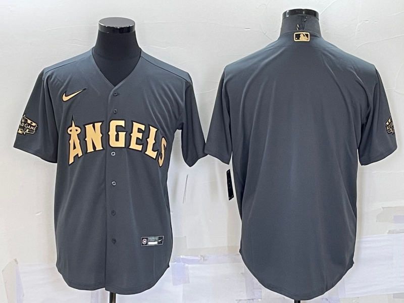 Men's Los Angeles Angels Dark Gray Alternate Replica Team Blank Jersey1