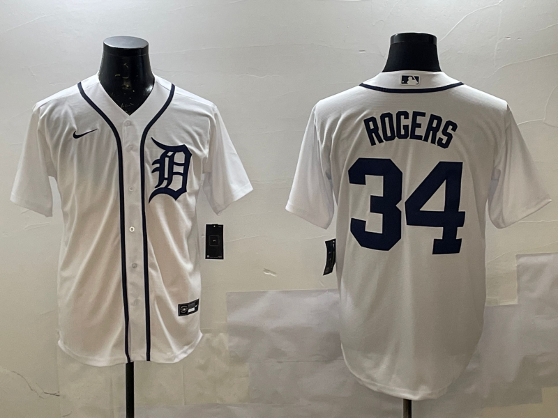 Men's Detroit Tigers Jake Rogers #34 White Home Limited Player Jersey1