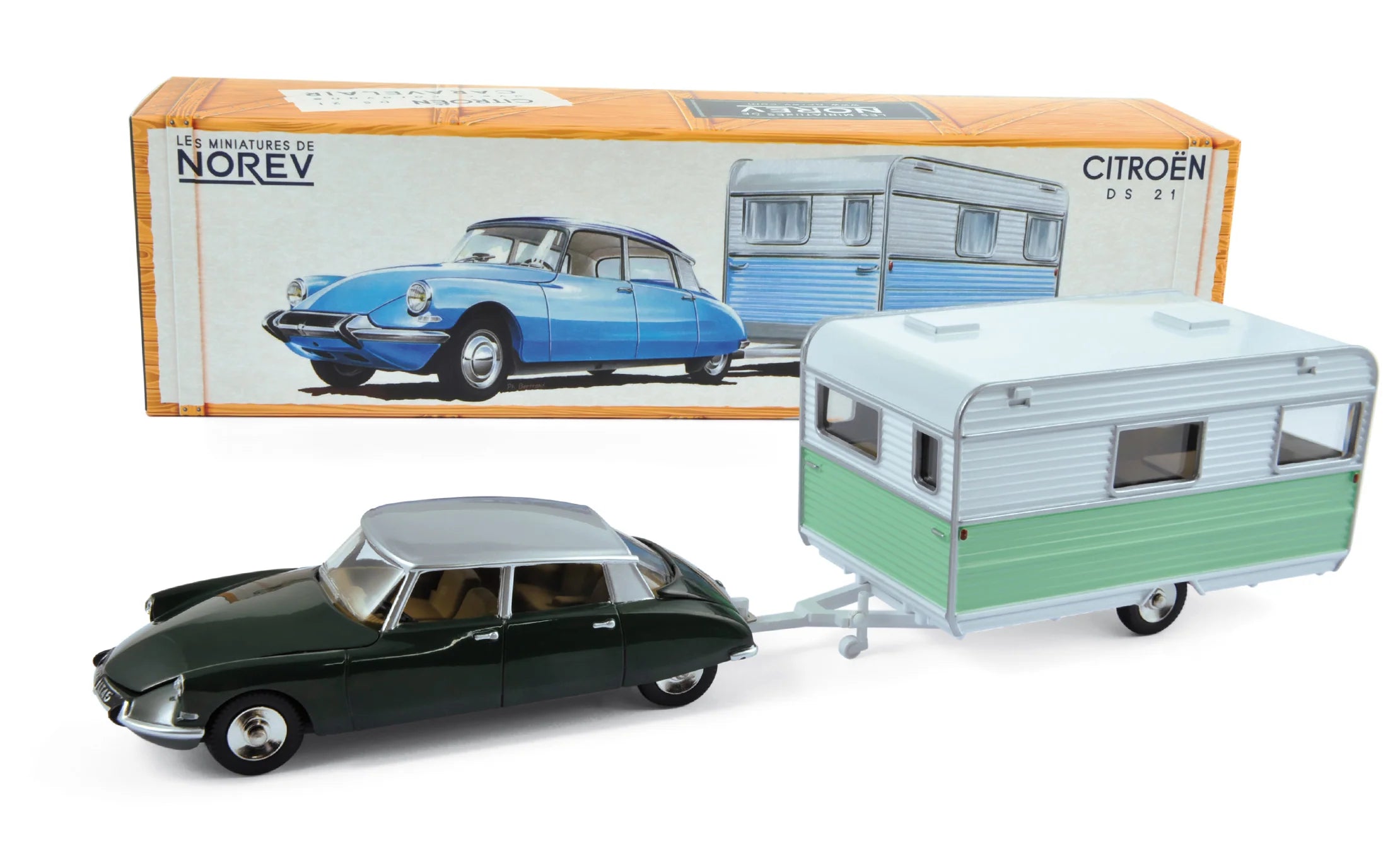 Citroën DS 21&Caravane Green Jura&Grey metallic 1:43