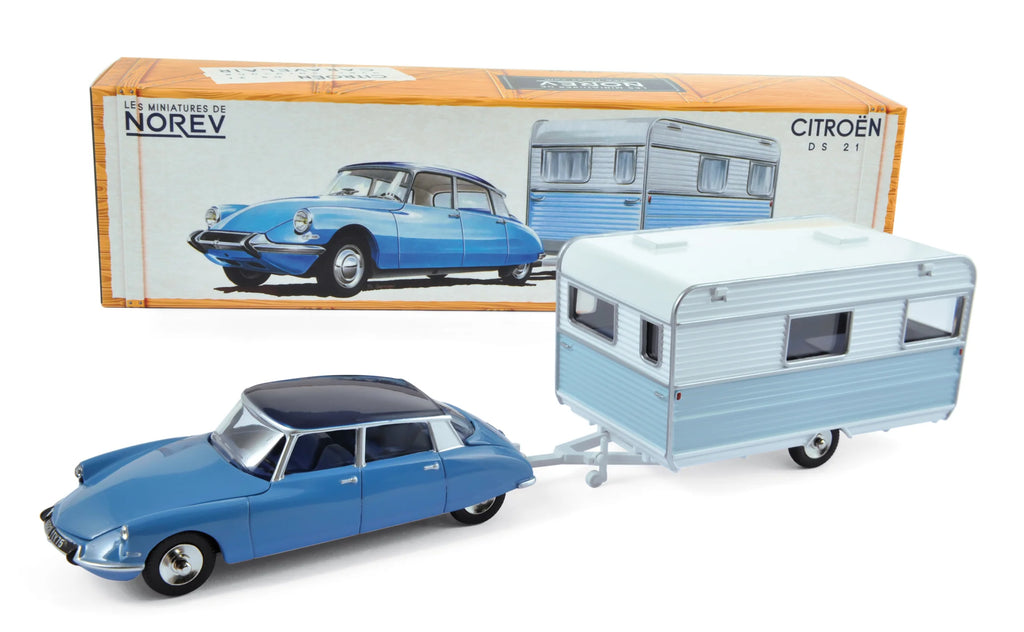 Citroën DS 21&Caravane Caravelair Blue Monte-Carlo&Blue d'Orient
