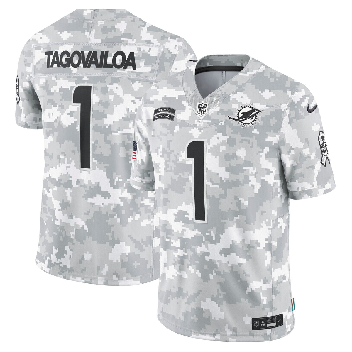 Tua Tagovailoa Miami Dolphins Nike 2024 Salute to Service Limited Jersey - Arctic Camo