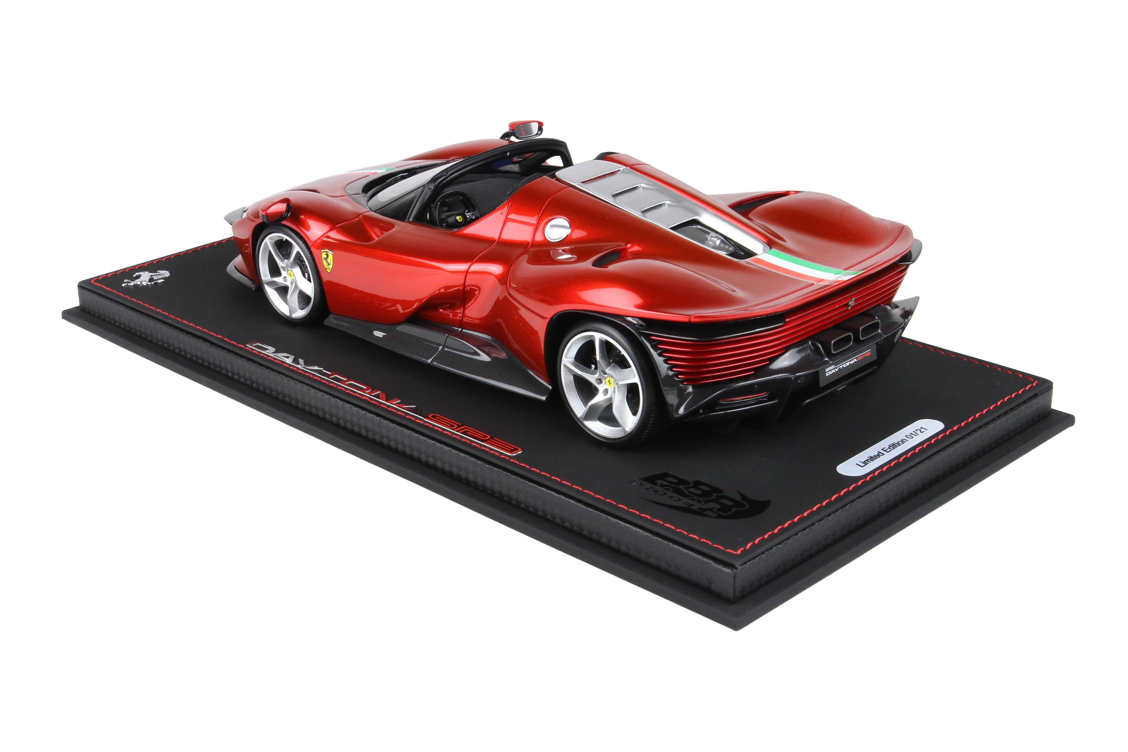 BBR Ferrari Daytona SP3 Icona Metallic Red Magma Italy Stripe - Limited 21 pcs with Display Case