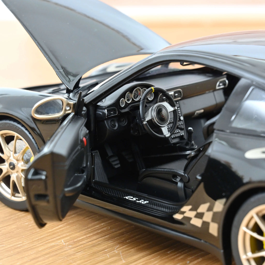 Porsche 911 GT3 RS 2009 Noir et or blanc métallisé 1:18
