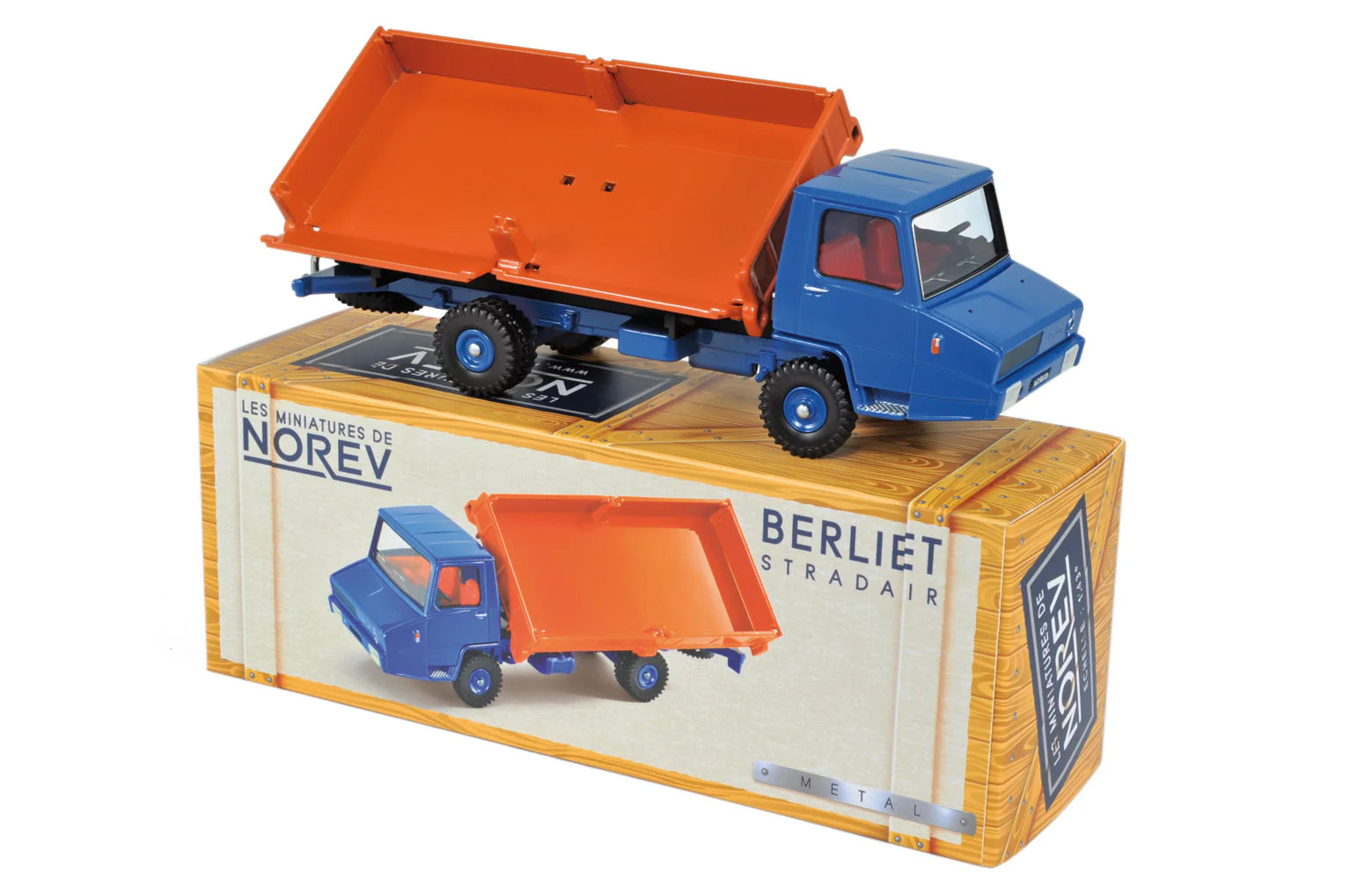 Berliet Stradair Camion Benne Latérale Orange et Bleu 1/43