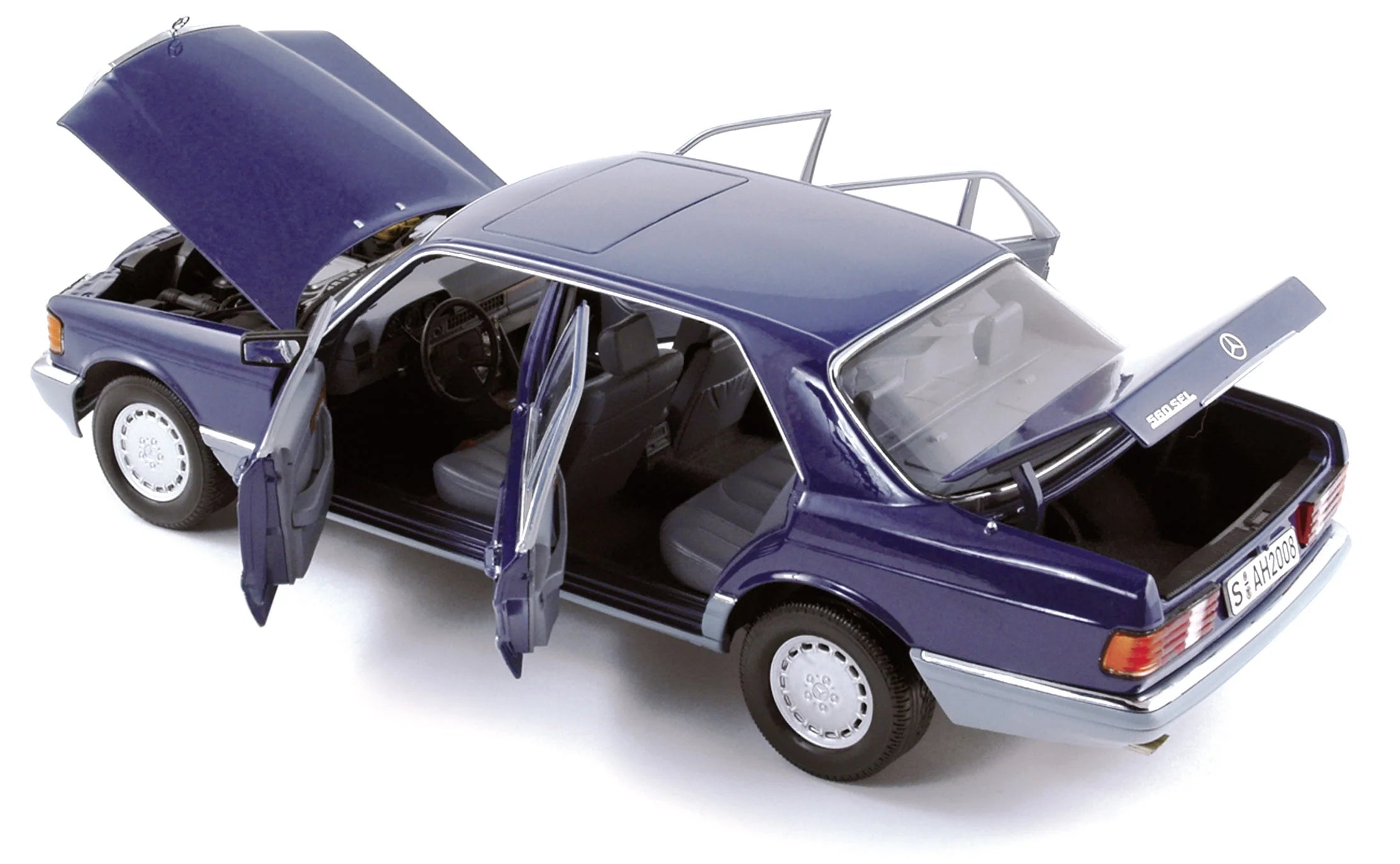 Mercedes-Benz 560 SEL 1985 Blue 1:18
