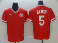 Men's Cincinnati Reds Johnny Bench #5 Red Replica Player Jersey1
