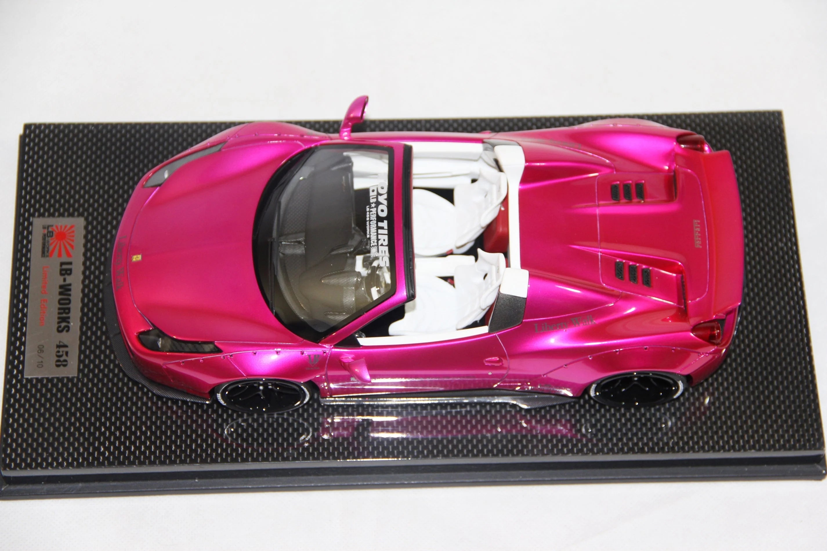 Ferrari 458 Spider Liberty Walk Performance, Flash Pink on Carbon Base - Ltd 10 pcs by LB Work