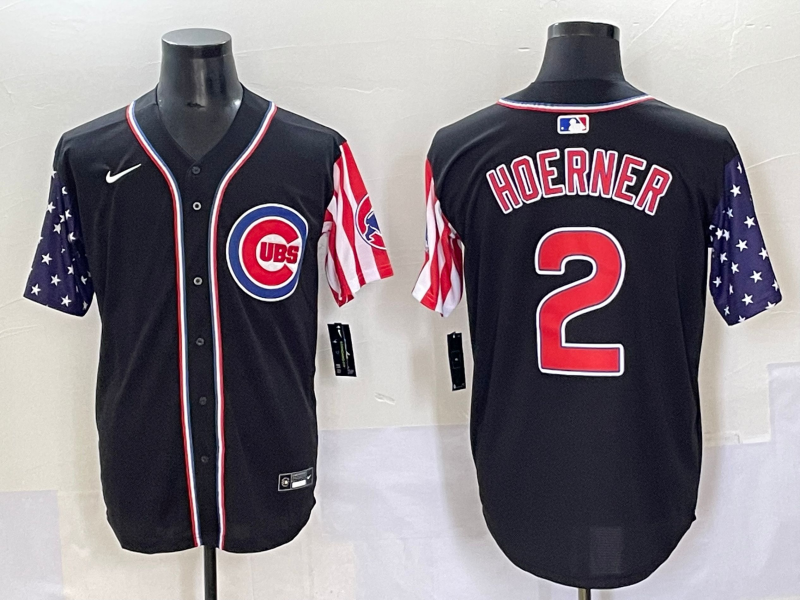 Men's Chicago Cubs Nico Hoerner #2 Black Limited Player Jersey