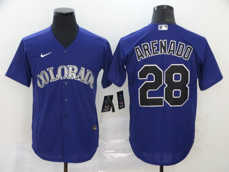 Men's Colorado Rockies Nolan Arenado #28 Purple Replica Baseball Jersey1