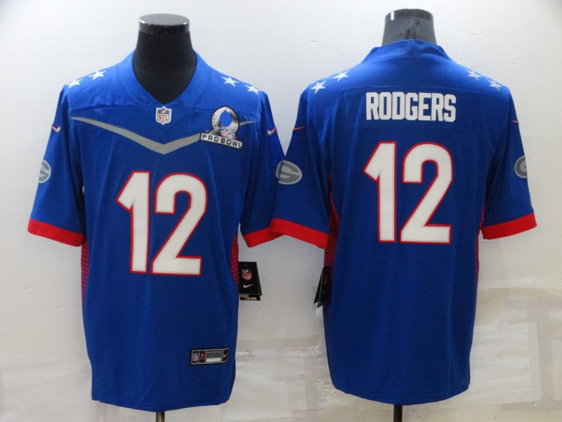 Men's Green Bay Packers Aaron Rodgers #12 Blue ALL STAR Game Jersey1