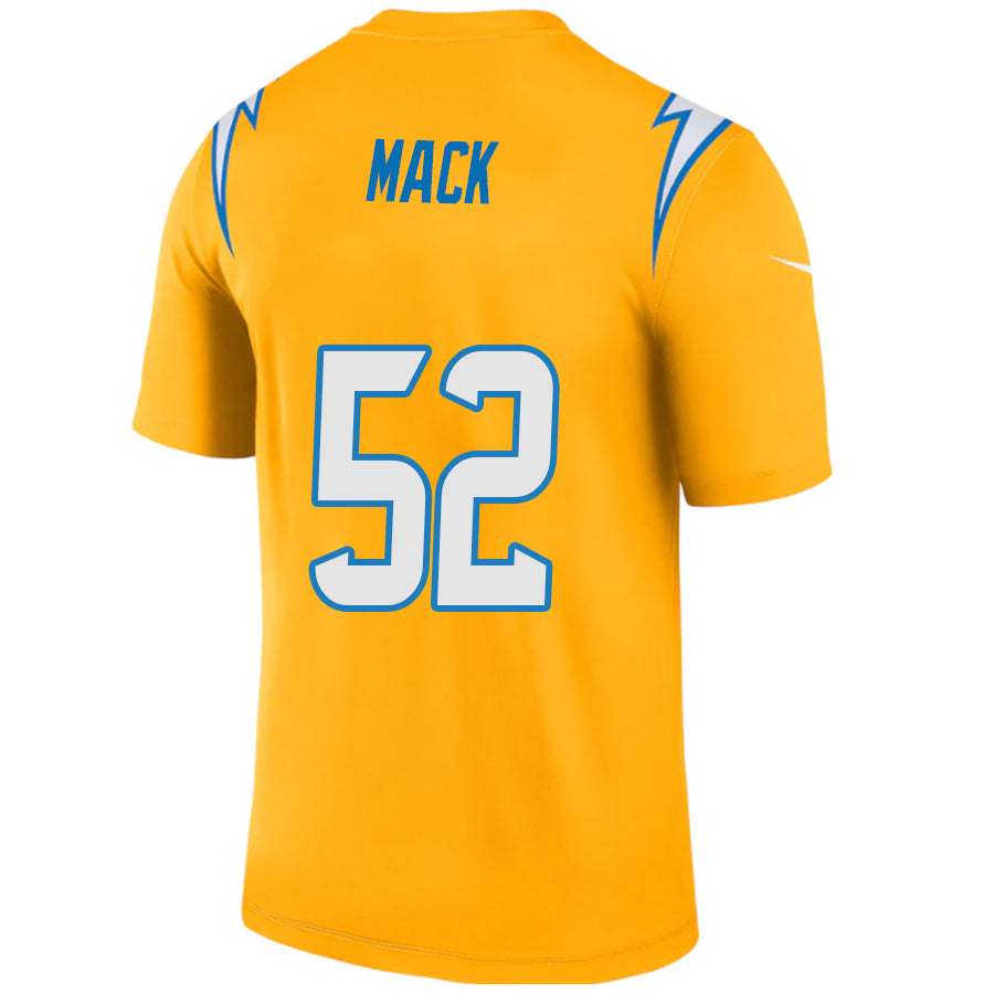 #52 Khalil Mack Player LA.Chargers Gold Game Stitched Football Jerseys