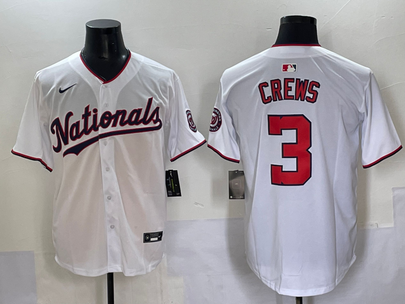 Men's Washington Nationals Dylan Crews #3 White Home Limited Player Jersey