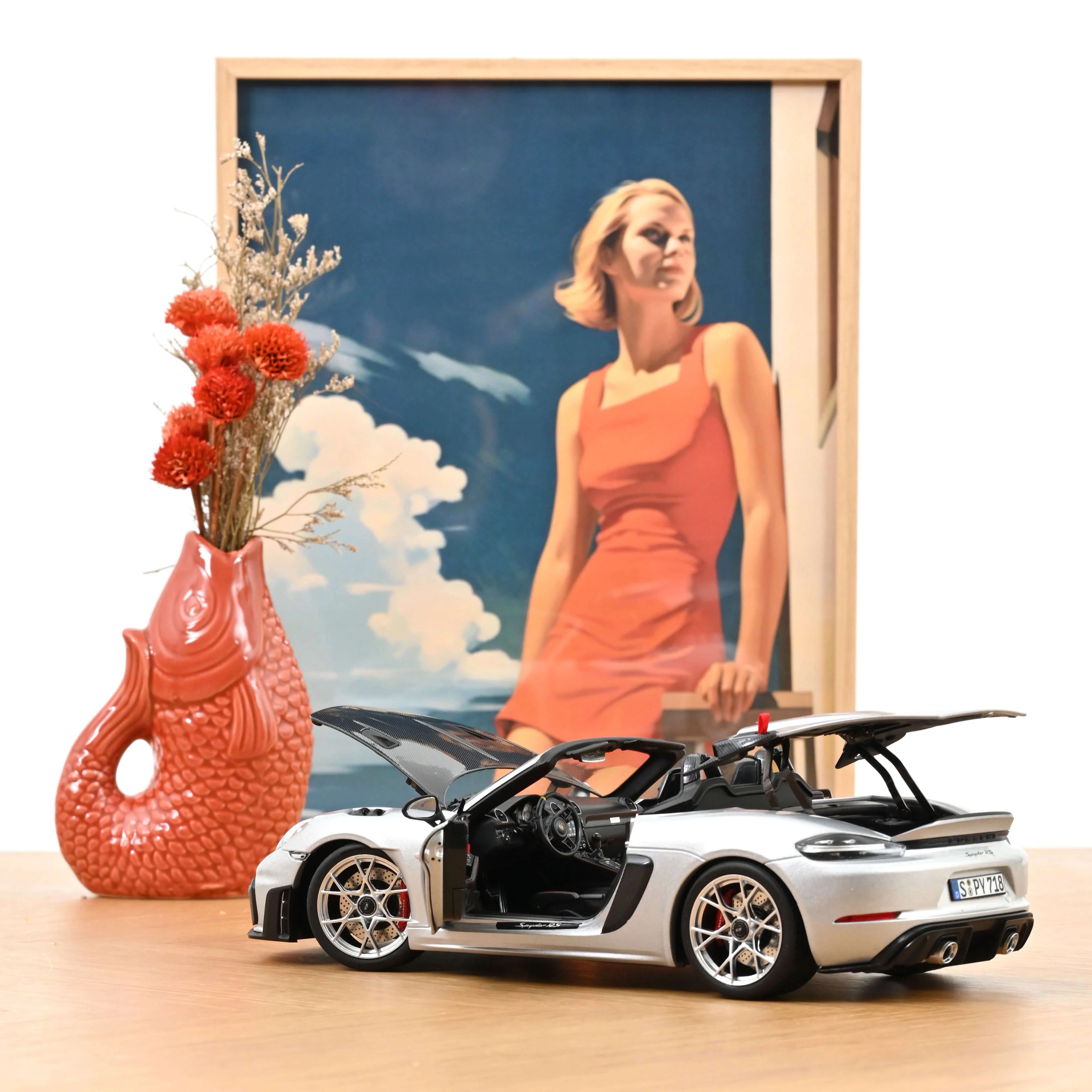 Porsche 718 Spyder RS w/ Weissach Pack 2023 GT-Silvermetallic 1:18