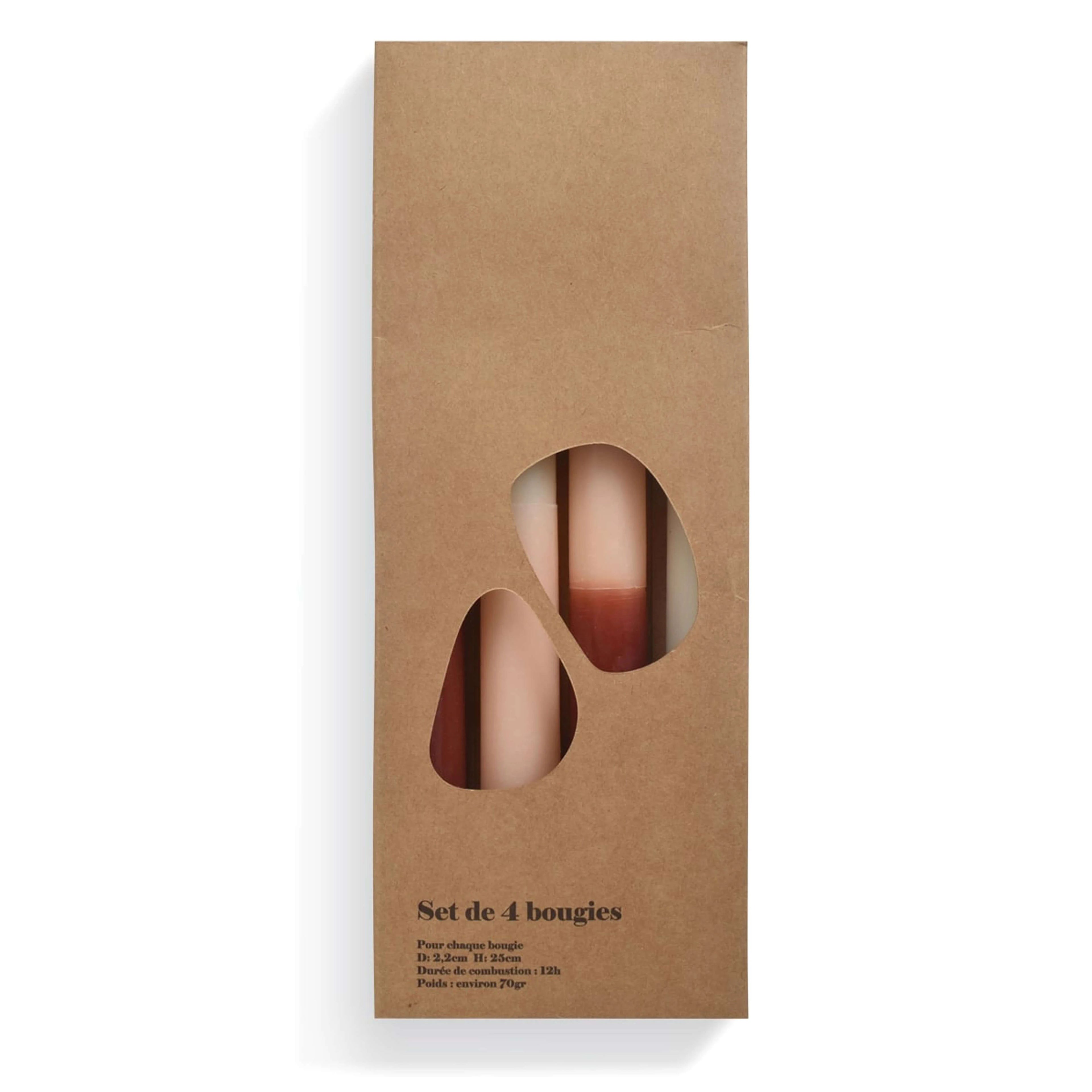 Set of 4 two-tone long candles in Nudes