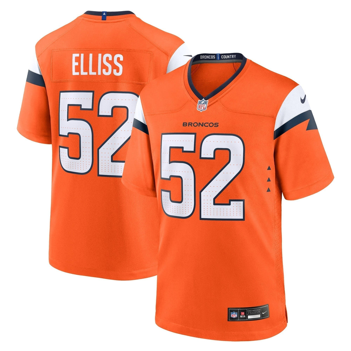 Jonah Elliss Denver Broncos Nike Team Game Jersey -  Orange