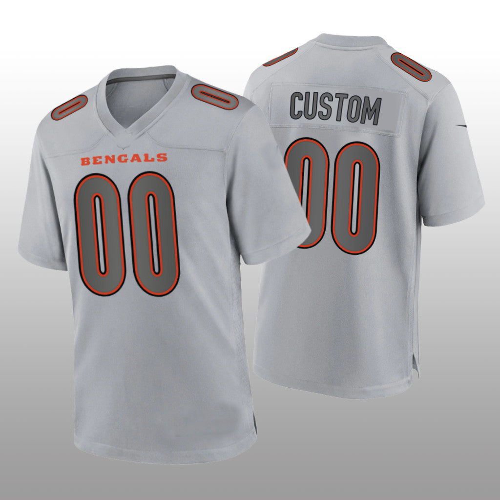 Custom1 Cincinnati Bengals Gray Atmosphere Game Jersey1 Stitched American Football Jerseys