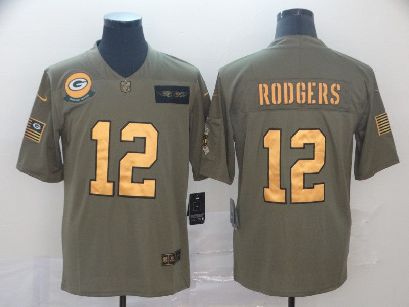 Men's Green Bay Packers Aaron Rodgers #12 Brown Alternate Game Jersey1