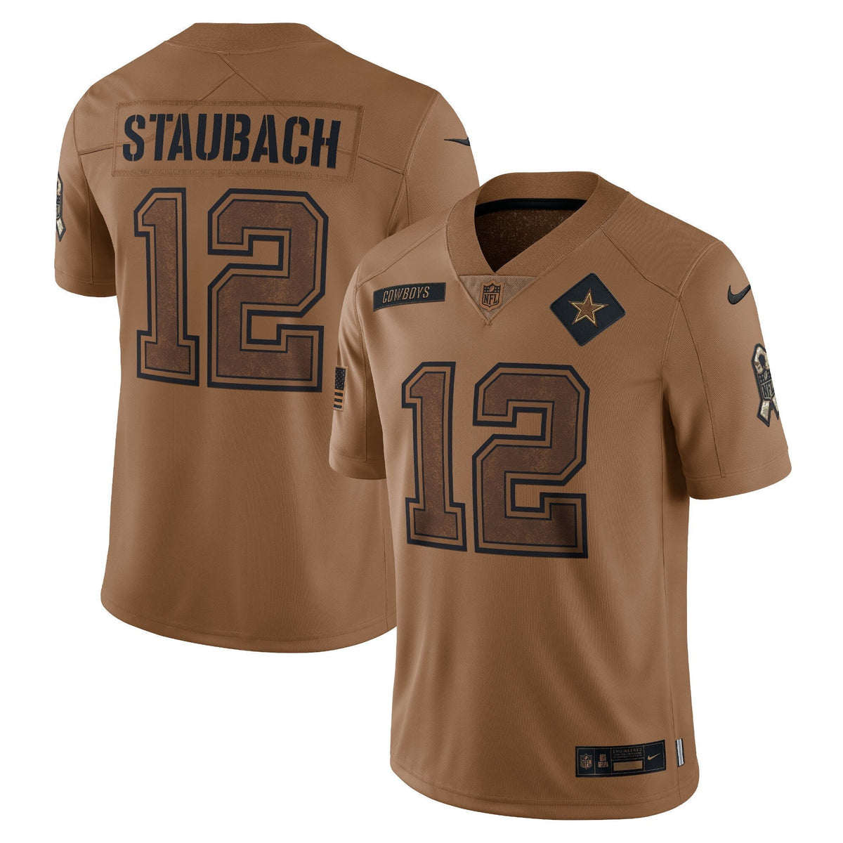 Roger Staubach Dallas Cowboys Nike Salute To Service Retired   Limited Jersey - Brown