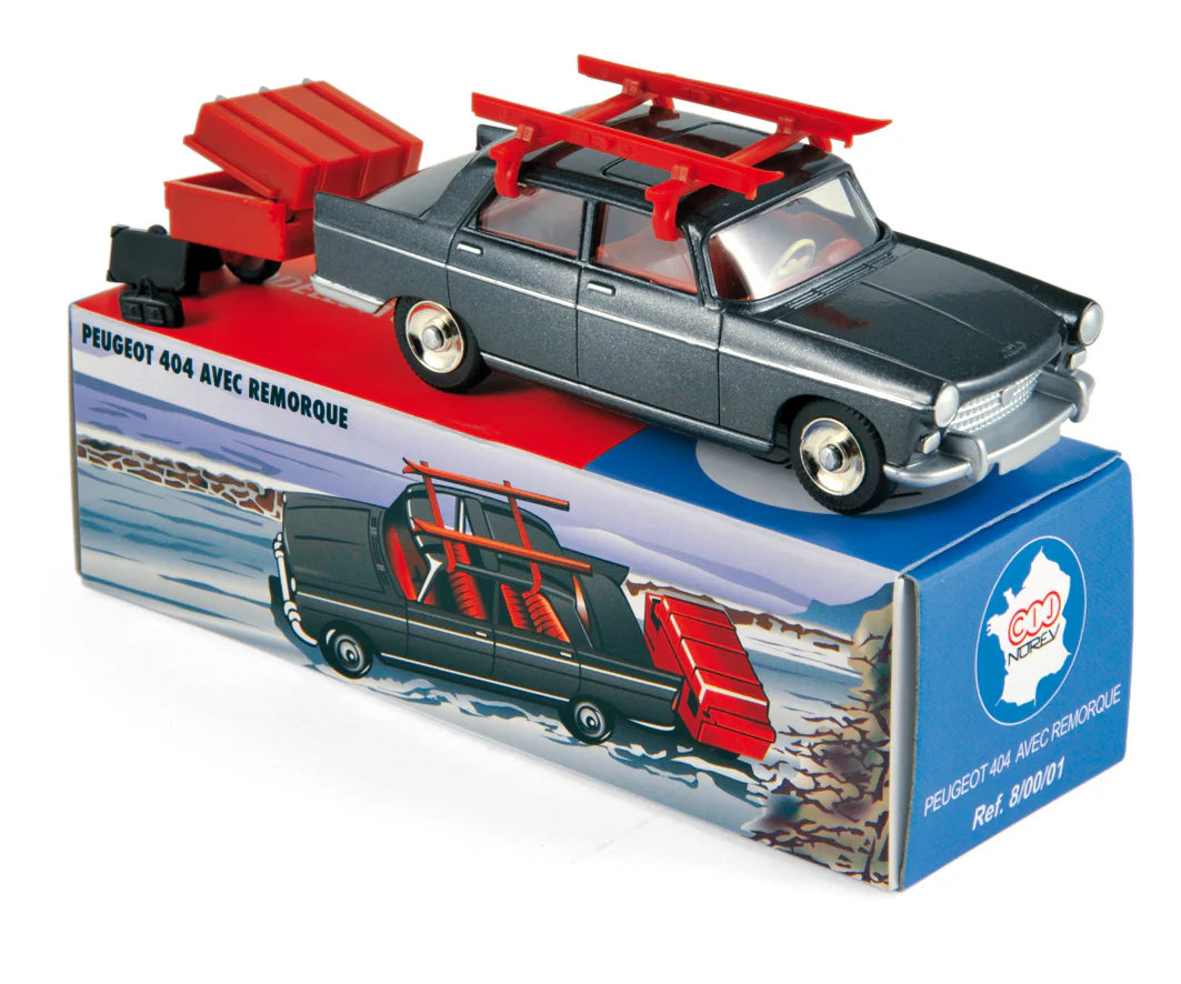 Peugeot 404 mit Ski&Anhänger 1:43