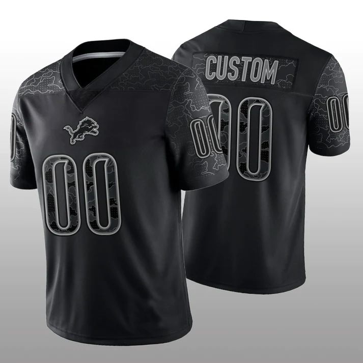 Custom1 Detroit Lions Black RFLCTV Limited Jersey1 Stitched American Football Jerseys