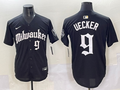 Men's Milwaukee Brewers Bob Uecker #9 Black Limited Player Jersey