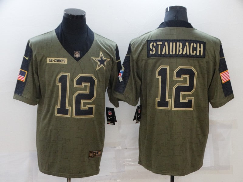 Men's Dallas Cowboys Roger Staubach #12 Brown Game Jersey1