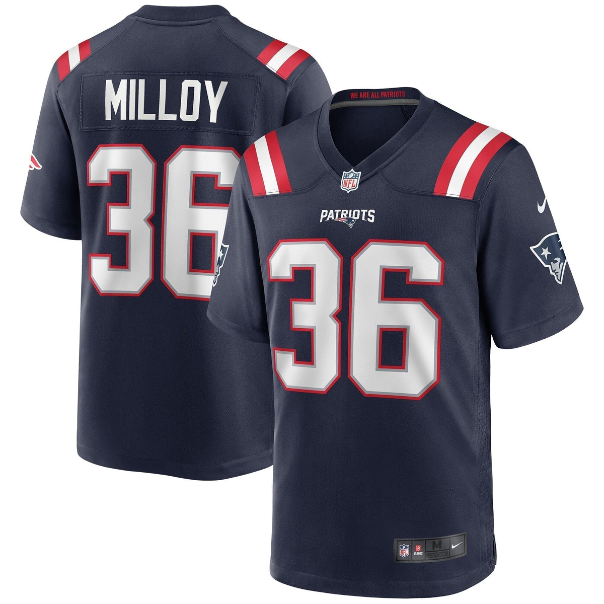 Lawyer Milloy New England Patriots Nike Game Retired   Jersey - Navy