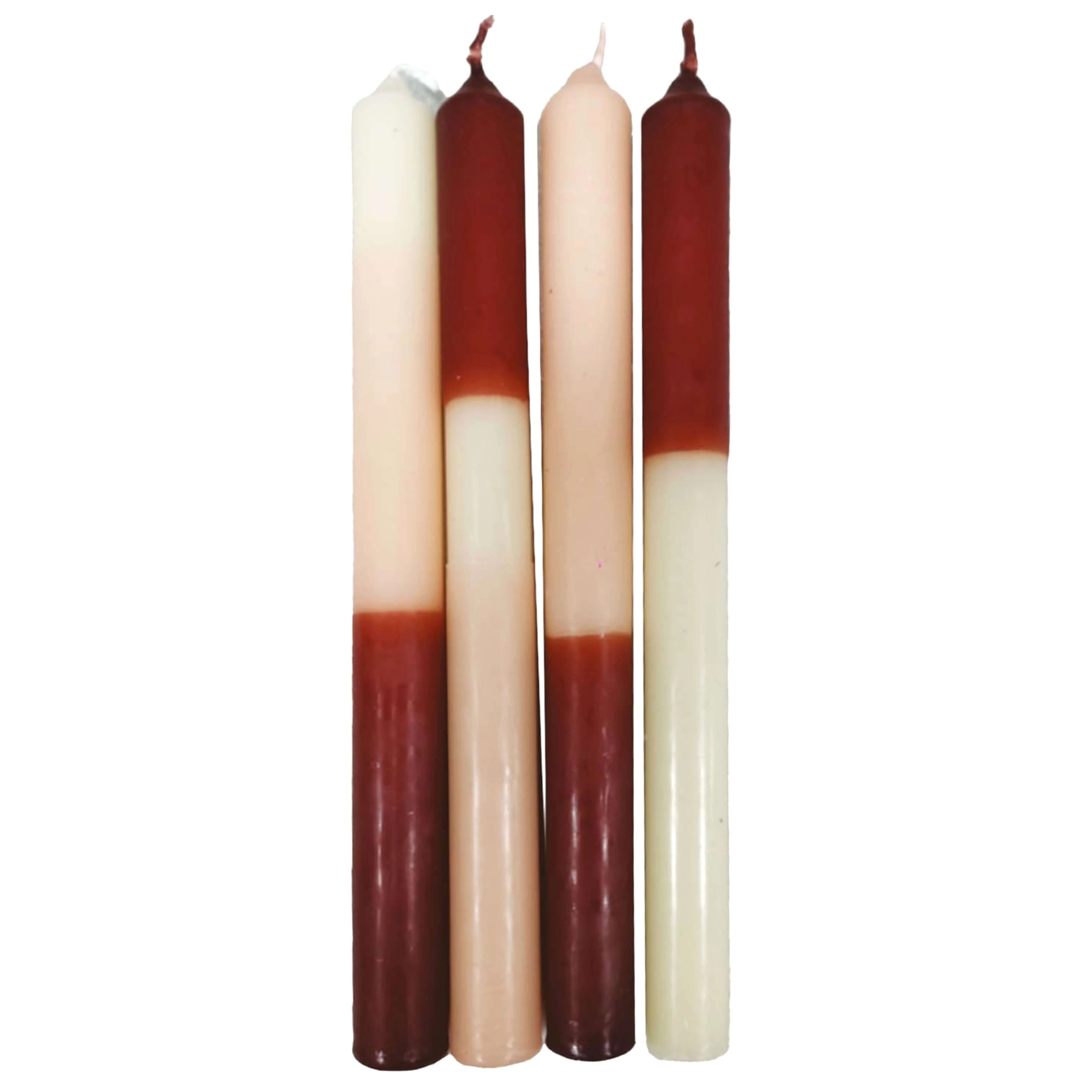 Set of 4 two-tone long candles in Nudes