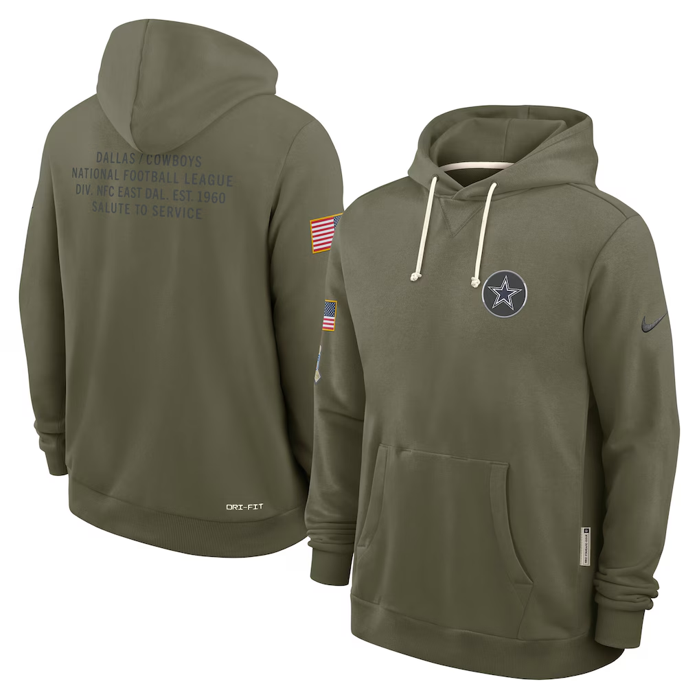 Men's Cleveland Browns Nike Forest Green 2025 Salute to Service Sideline Dri-FIT Lightweight Hooded Pullover